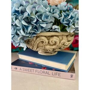 Vintage Style Relief Stone type Decorative Bowl Antiqued Garden Centerpiece